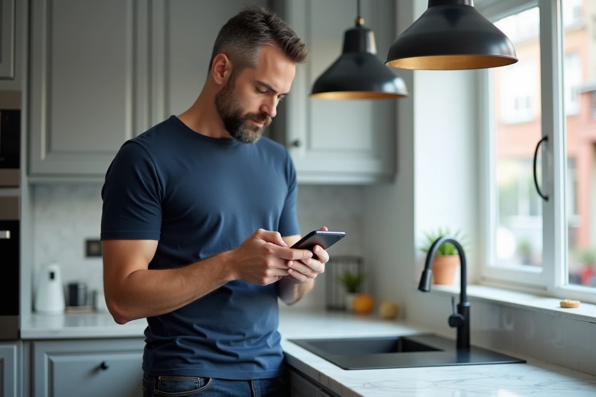 Homme utilisant son application bancaire sur smartphone pour annuler un prélèvement Chubb European Group